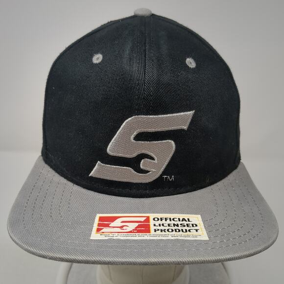 Snap On Fitted Baseball Cap Black One Size Embroidered Vented Holes Wild Impact - Picture 2 of 9